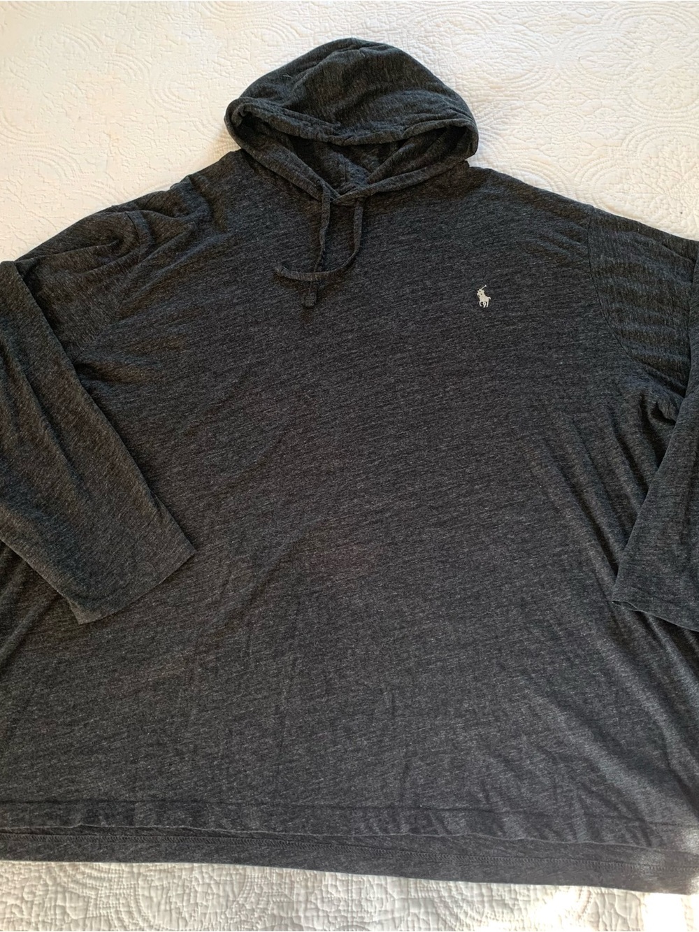 Polo Ralph Lauren Mens Hoodie Shirt Cotton Lightweight Sz 3XB Dark Heather Gray
